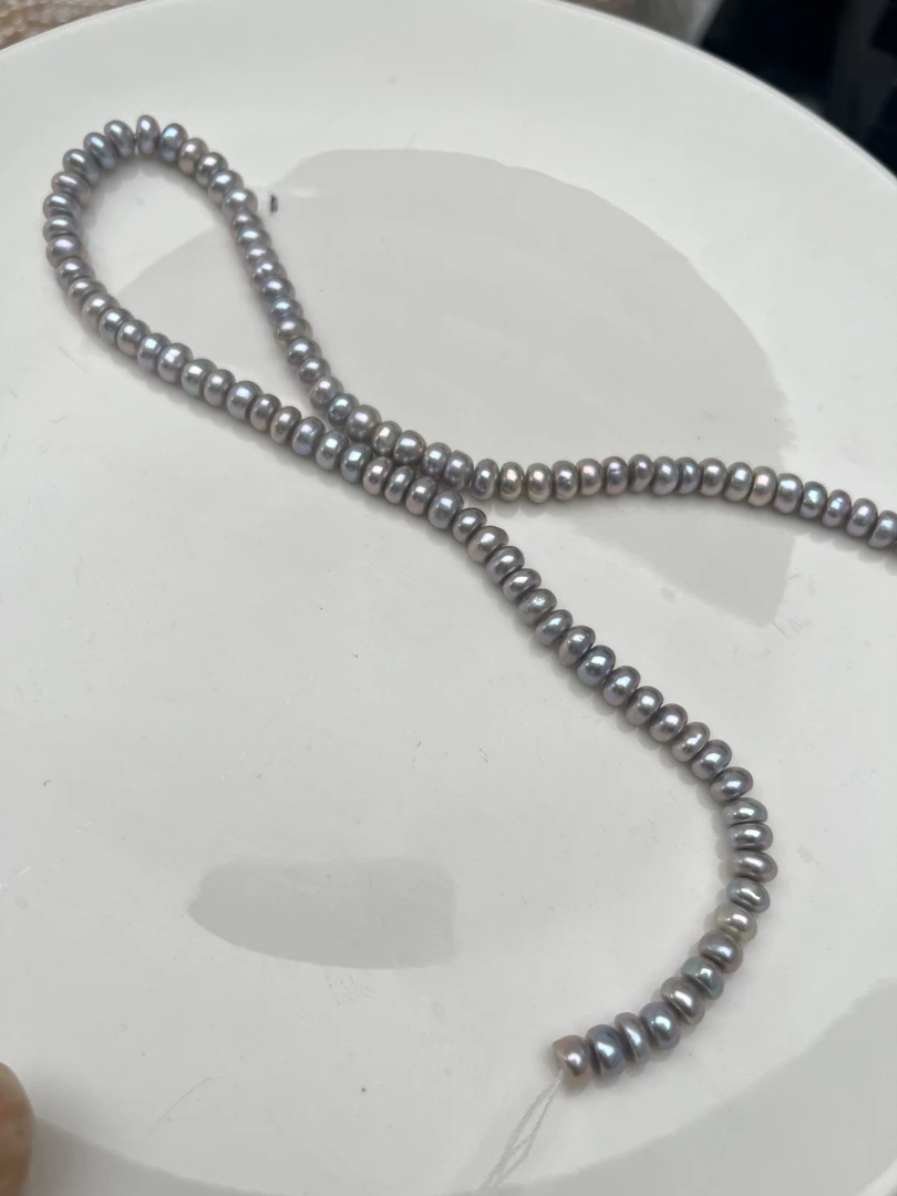 珍珠项链（灰色6mm+）无核项链（配扣头）