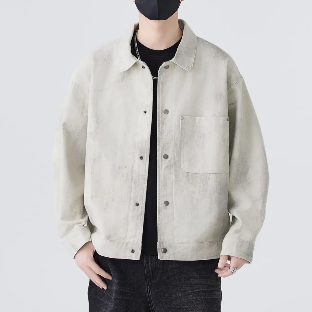 850068#春款男士休闲扎染牛仔外套