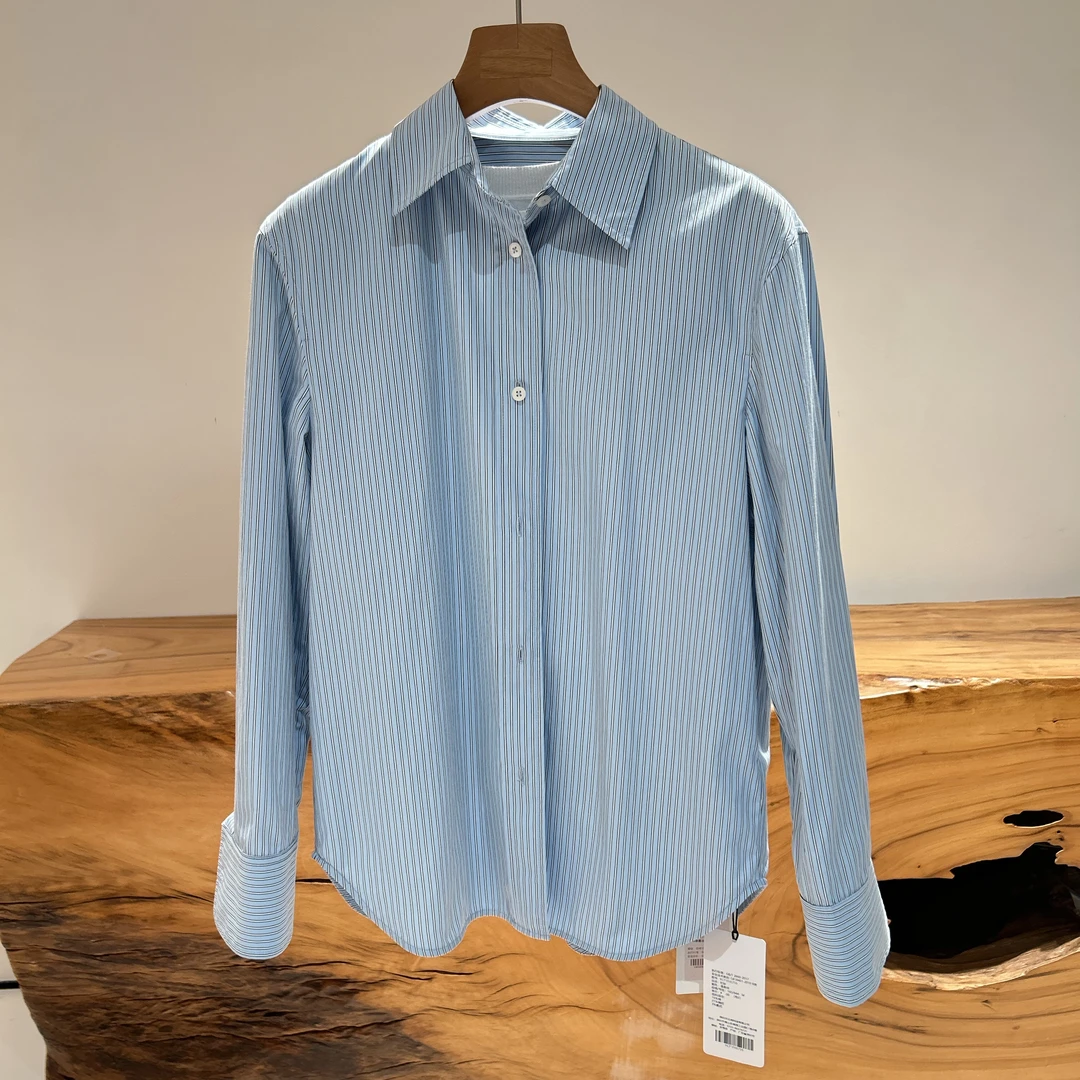 【深圳工厂直发】商场同源蓝白条纹时尚衬衫  YC71FH5755