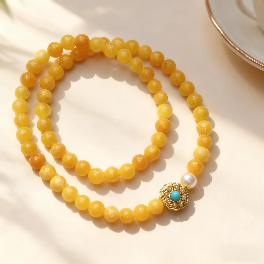 金丝玉6MM双圈款 精品手串 无礼盒 S 0800-1