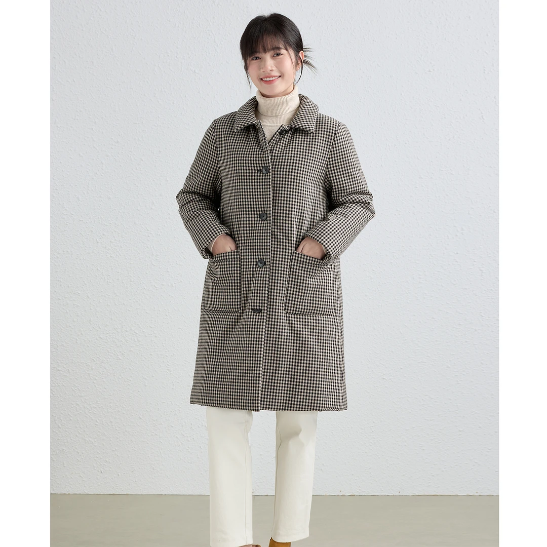 老情歌/十木米原创百分百长绒棉色织格子文艺加厚棉服外套女冬新