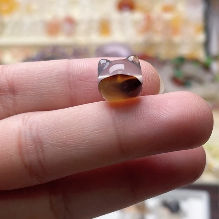 玛瑙/玉髓未镶嵌玛瑙草花猫头