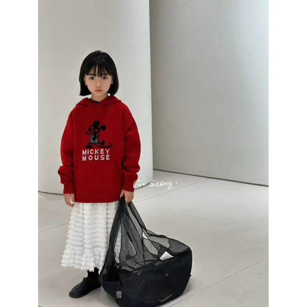 秋冬男童女童连帽毛衣红色 6826蕊系