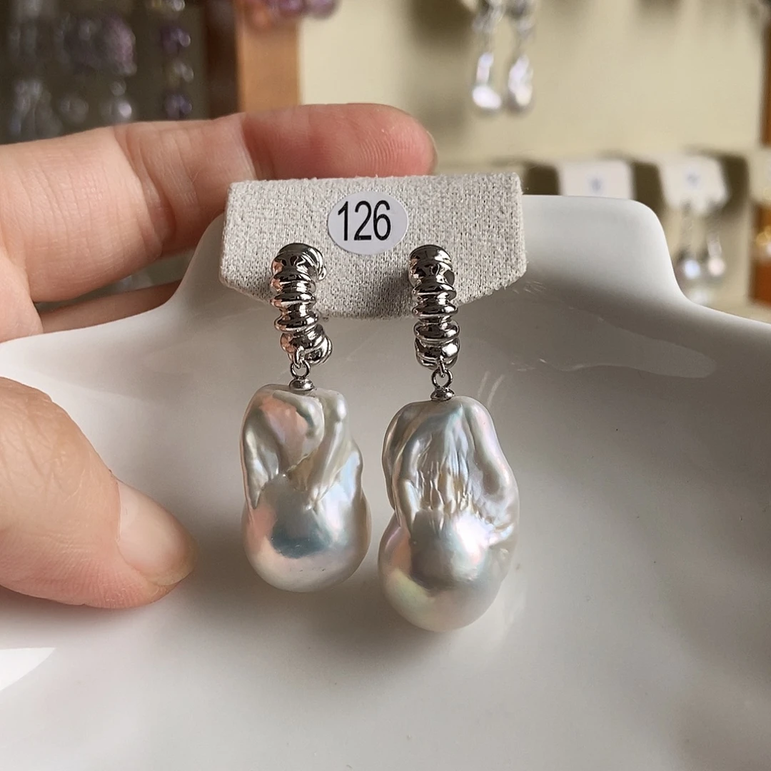 淡水珍珠吊坠(不含链)合金特价耳饰126号