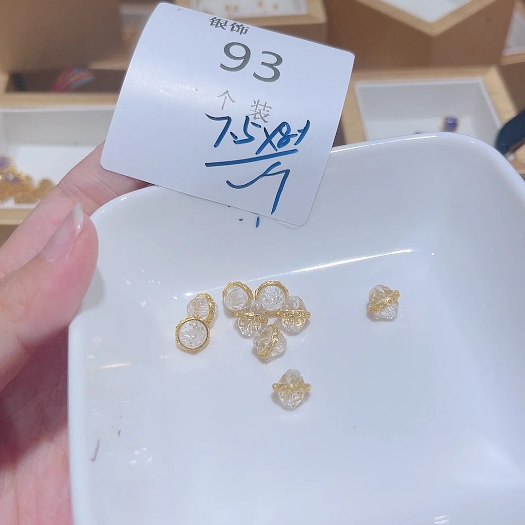 水晶珠宝半成品银S925镀金镶嵌93 。