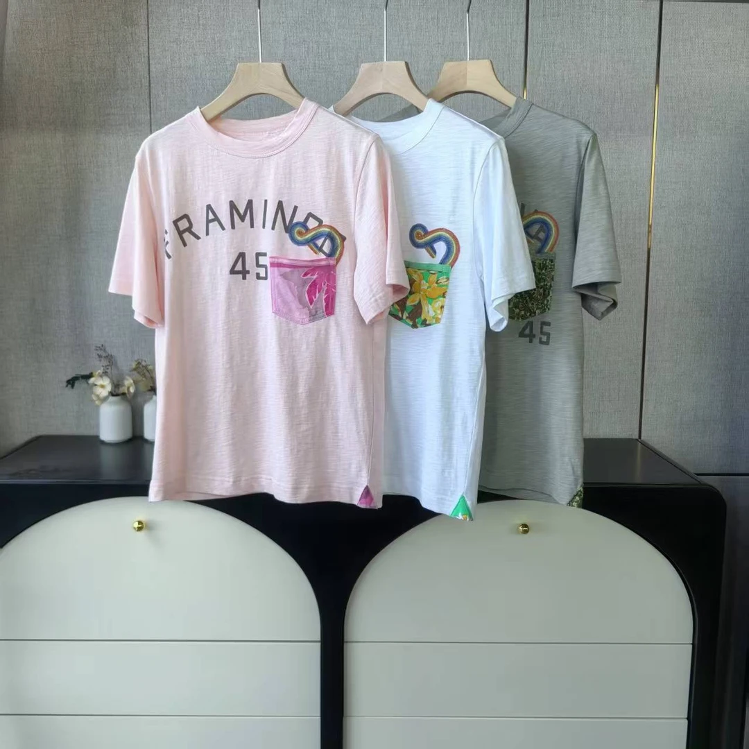 木子家I   99162【口袋彩虹刺绣T】有机竹节棉环保短袖