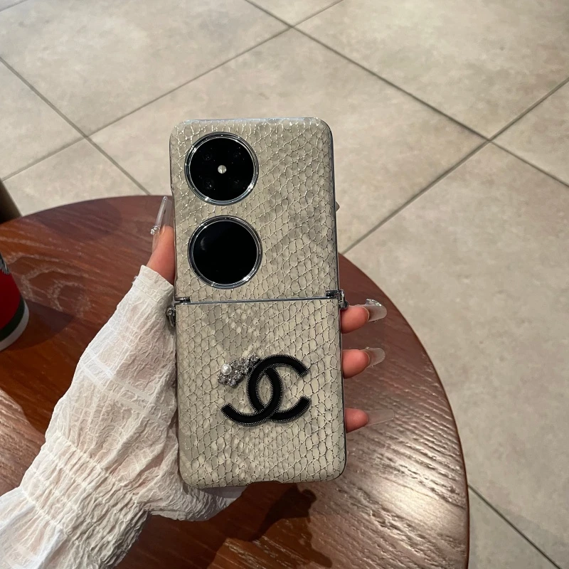 适用于华为pocket2手机壳电镀连体鳄鱼纹双c标pocketS保护壳潮流