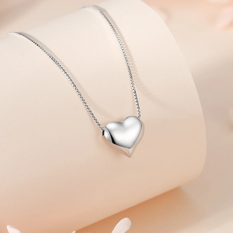 坠链均925银 925纯银爱心项链女生小众项链轻奢银项链首饰饰品