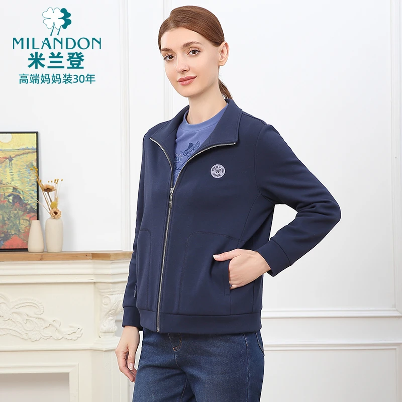 MILANDON/米兰登2025休闲加绒长袖卫衣秋冬新款女短外套1Q4T2101X