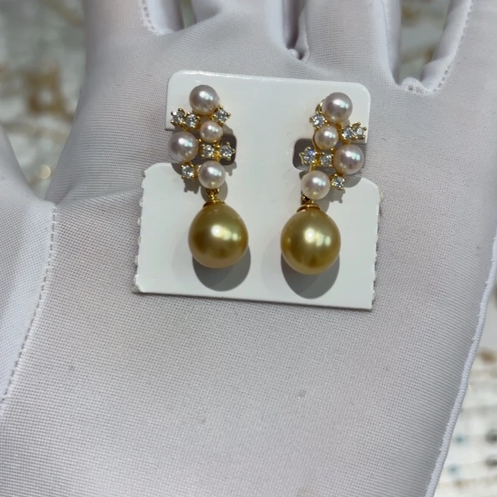 银S925镶嵌耳饰海水珍珠