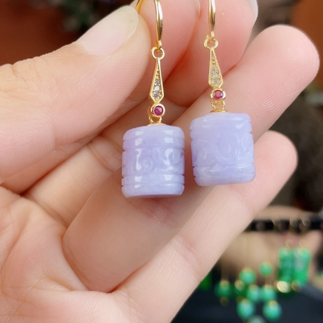 翡翠银S925镶嵌耳饰