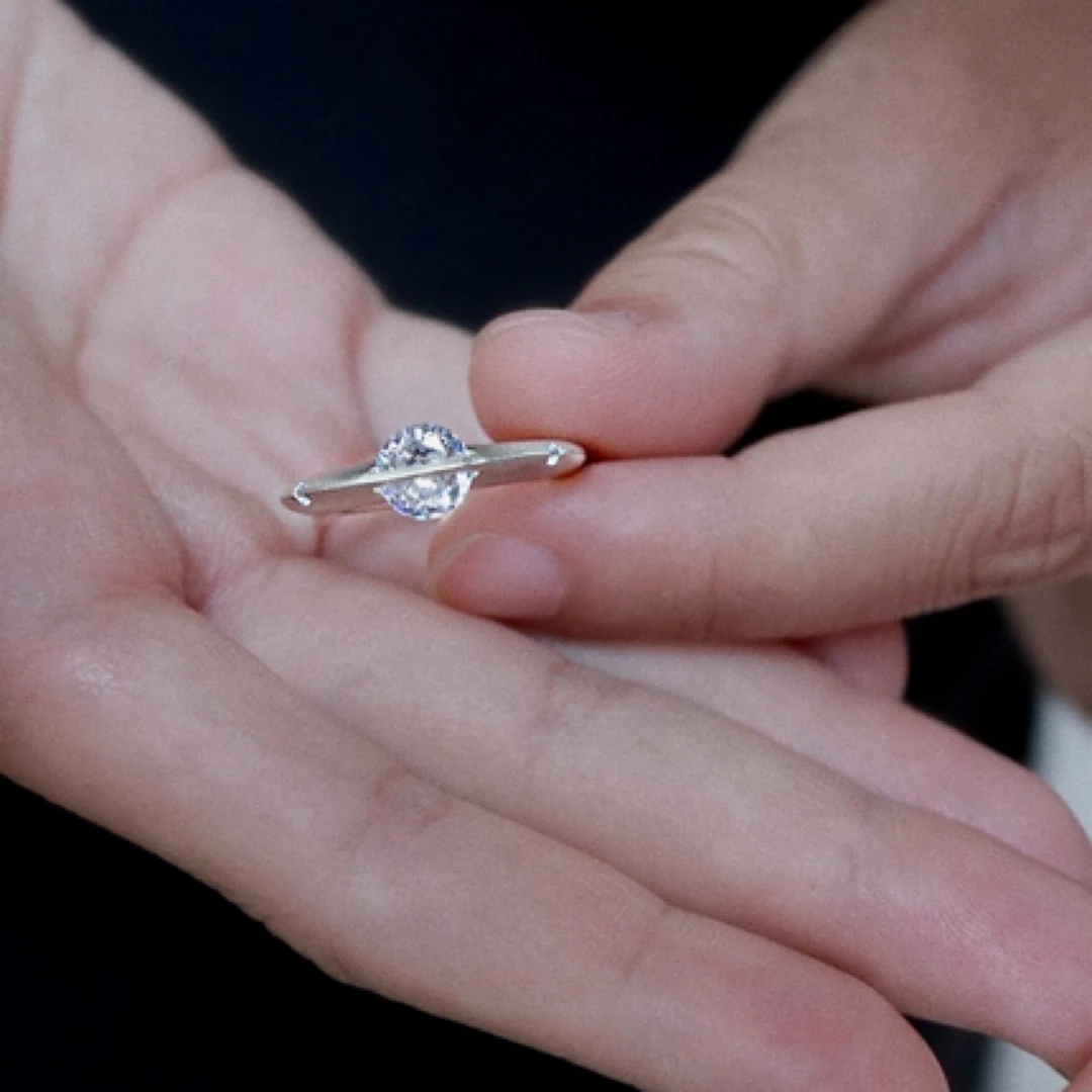 925银合成锆石银制品 Splashy宇宙恒星 小行星戒指s925银可转动