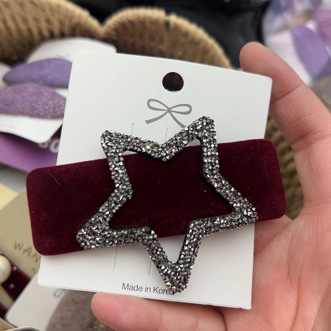 布艺非金属红色五角星拜拜夹