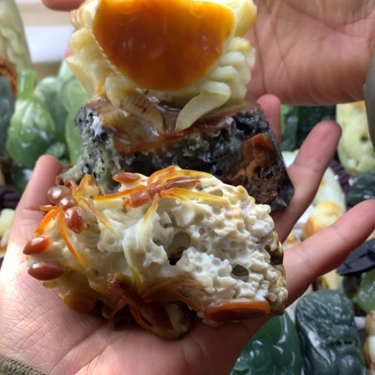 用***6蛇纹石玉未镶嵌岫玉手把件