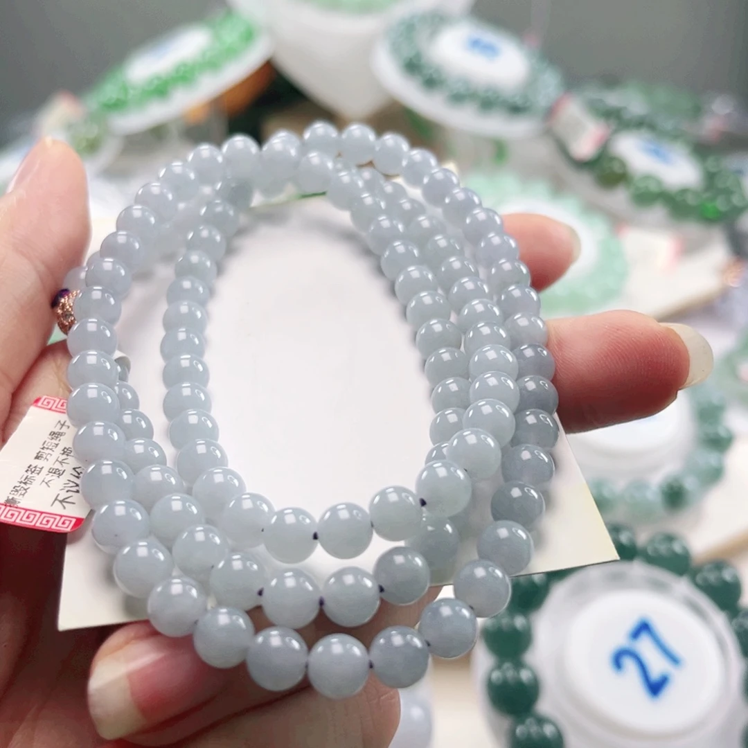 翡翠未镶嵌手链珠链6+