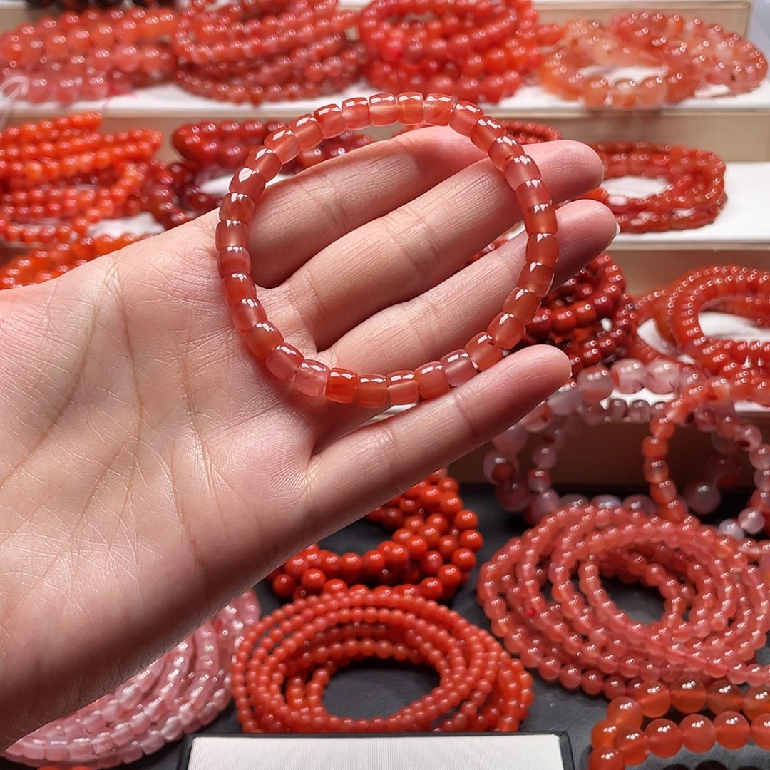 南红玛瑙未镶嵌手链6➕直切