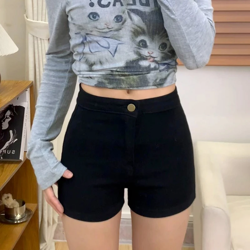黑色短裤女外穿2025新款夏季薄款紧身牛仔短裤巨好看的短裤休闲裤