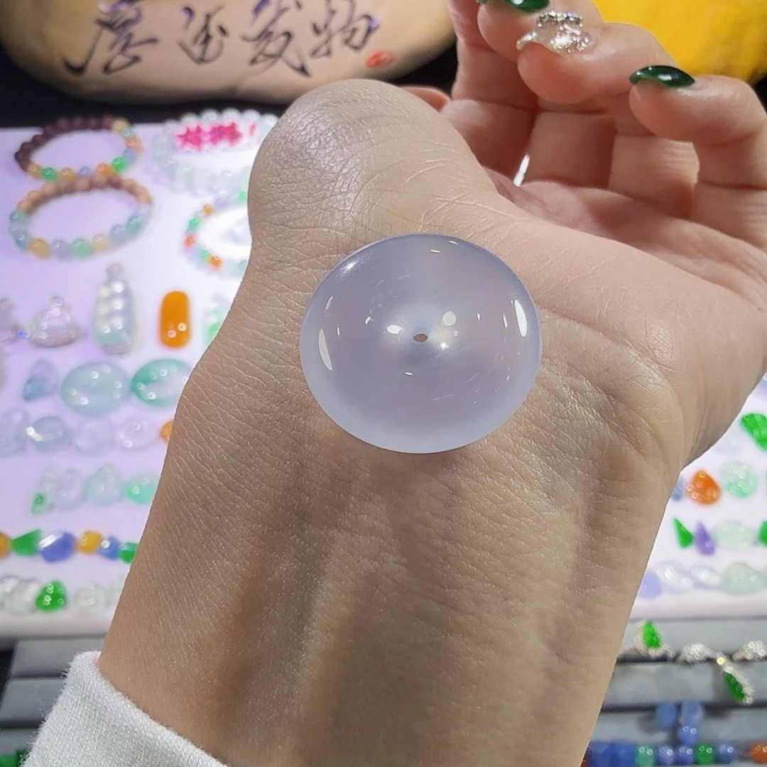 翡翠未镶嵌颈饰粉扣子22.5-6.5mm