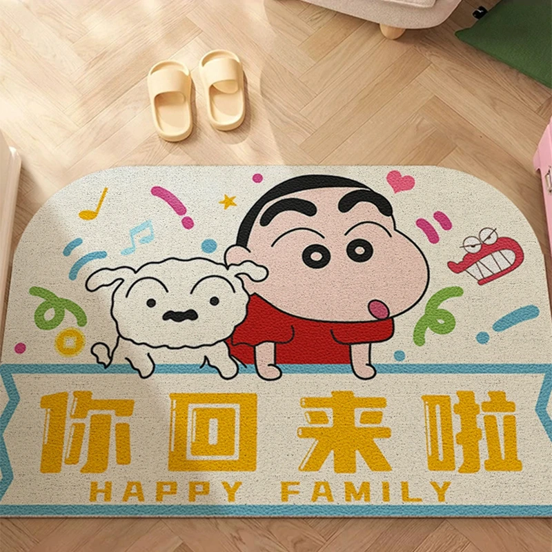 趣味蜡笔小新丝圈地垫入户门脚垫门垫进门家用防滑地毯门外蹭土