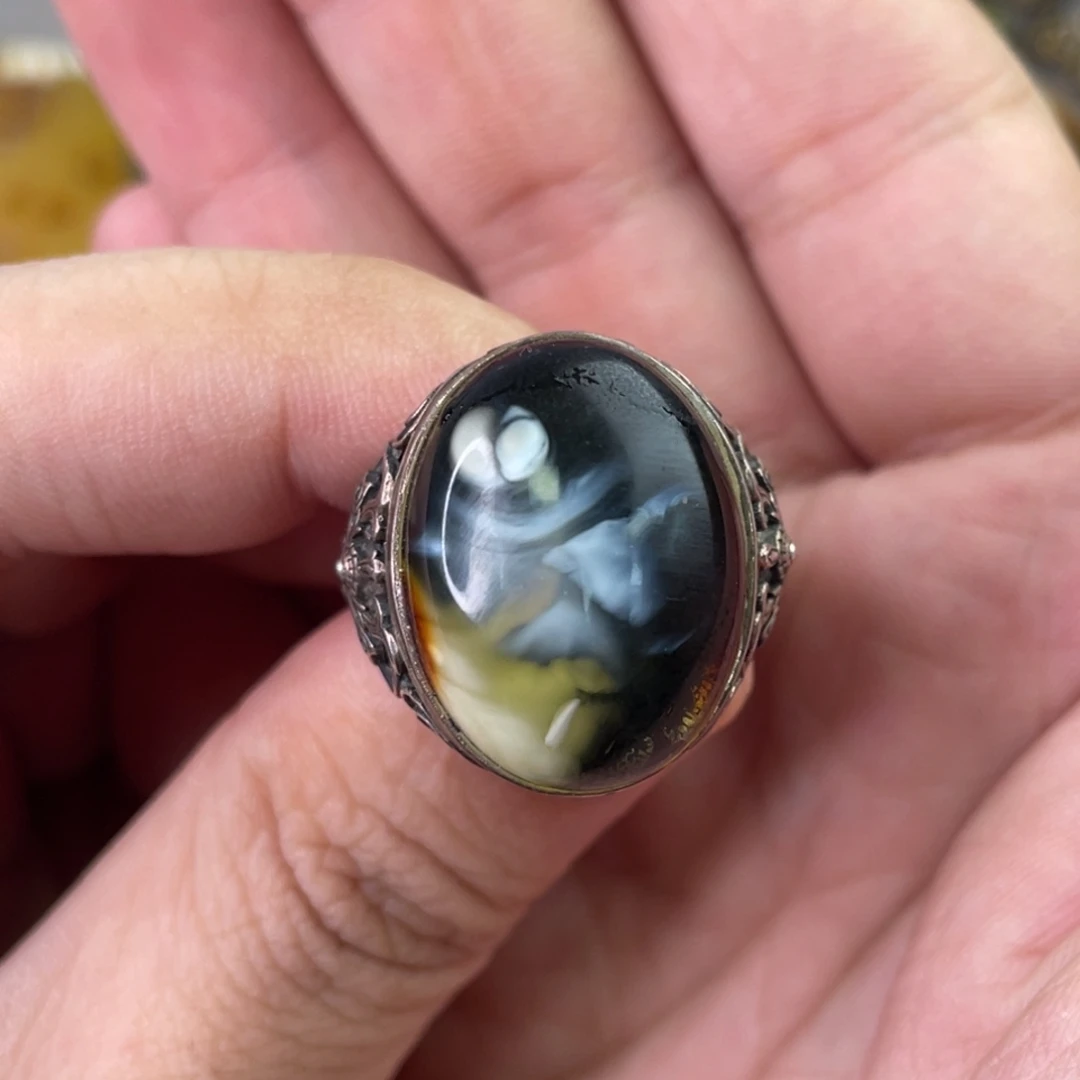 定制琥珀天然琥珀戒指