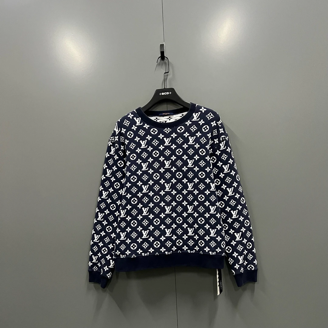 95新 LouisVuitton/路易威登 楠 白蓝老花卫衣 M码/007313