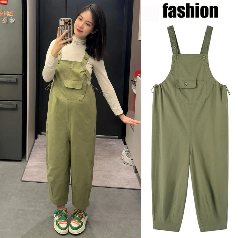 春秋季孕妇背带裤小个子休闲九分裤时尚大码网红工装裤直筒宽松夏