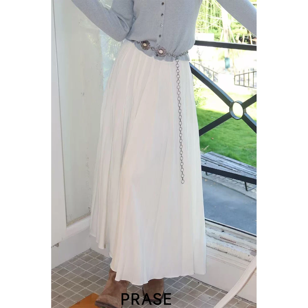 PRASE·噜【月光曲】微胖轻奢设计款秋时尚高腰压褶半身裙PR507C19