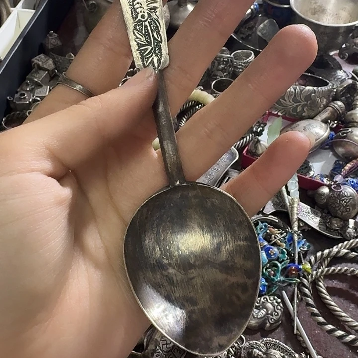 秋***雨足银玻璃足银勺子一个