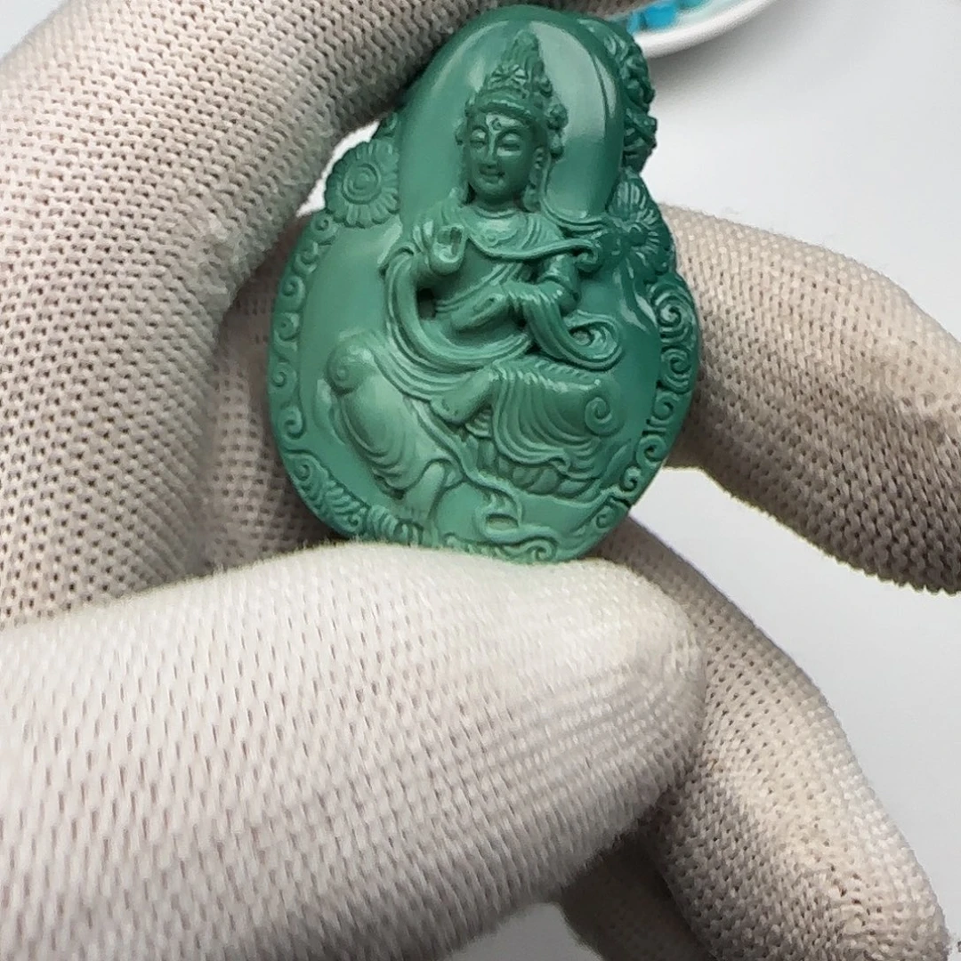 绿松石未镶嵌把件绿松石观音吊坠项链吊坠