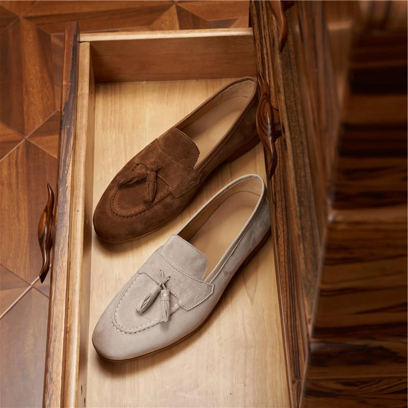 意大利时尚复古英伦豆豆鞋男流苏套脚乐福鞋男士一脚蹬休闲鞋