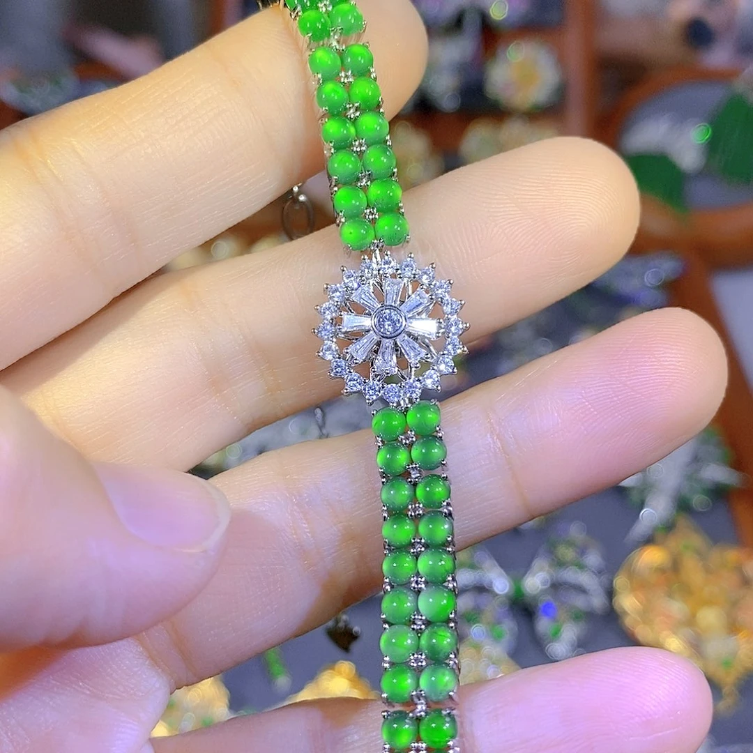 颈饰银S925镶嵌翡翠