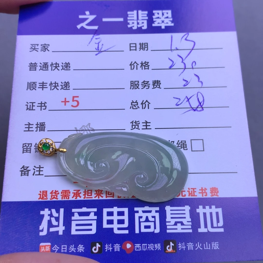 颈饰18K金镶嵌翡翠金*闪