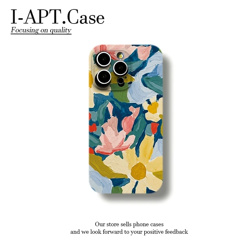油画小黄花菲林软壳适用iPhone苹果16手机壳华为oppo小米vivo新款