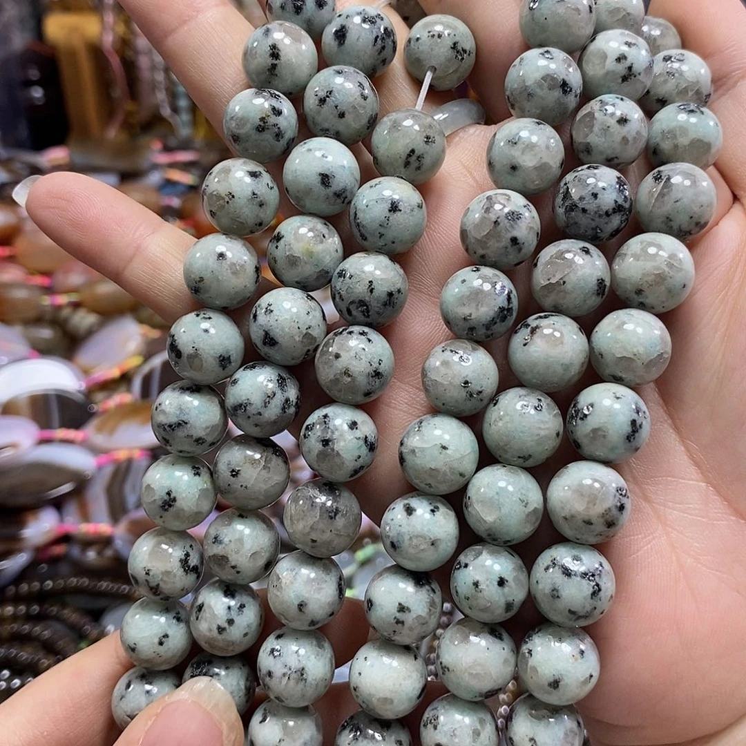 玛瑙/玉髓未镶嵌珠宝半成品熊猫石一条卡12mm