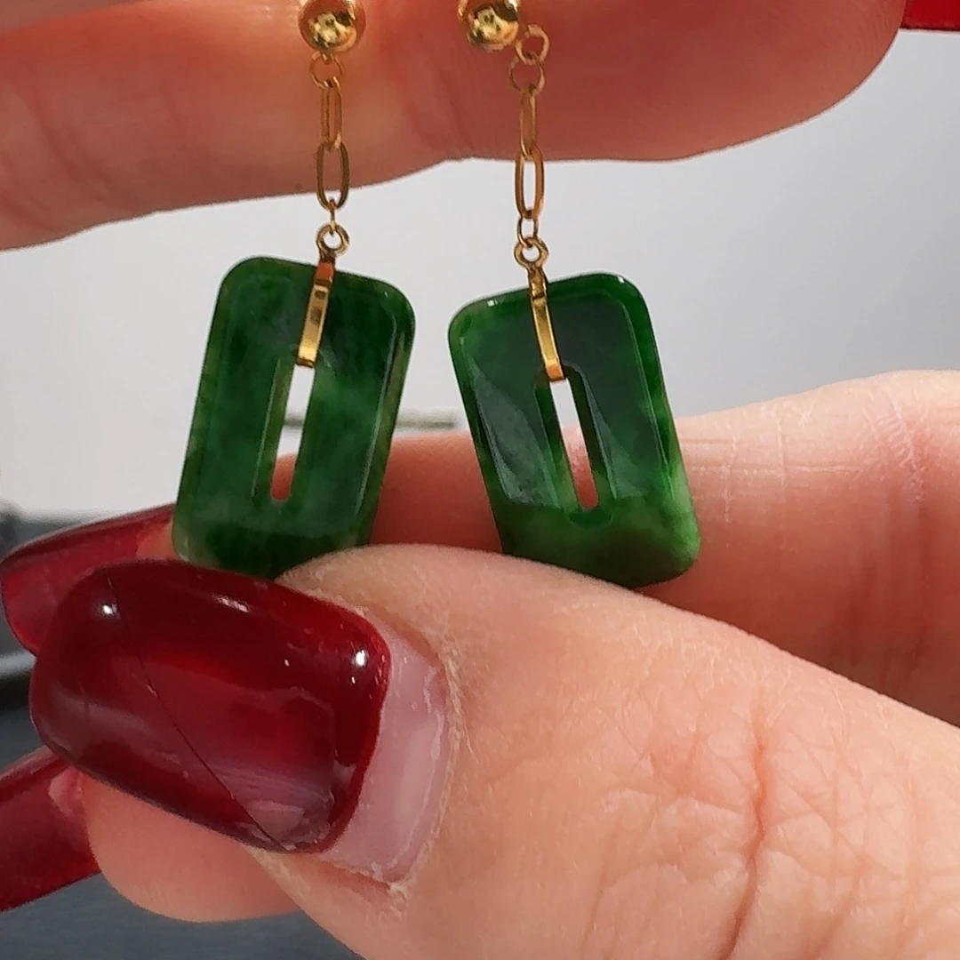 翡翠耳饰18K金镶嵌耳饰