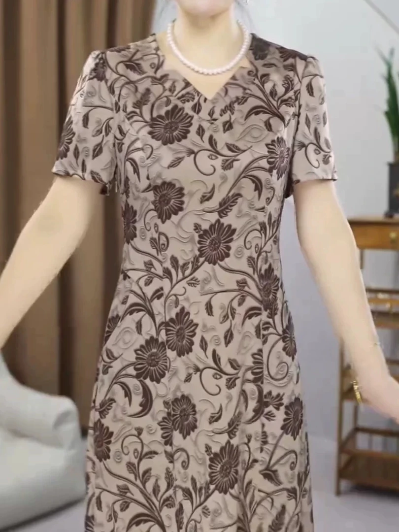 X0395夏季气质连衣裙女显瘦收腰时尚减龄遮肉修身连衣裙