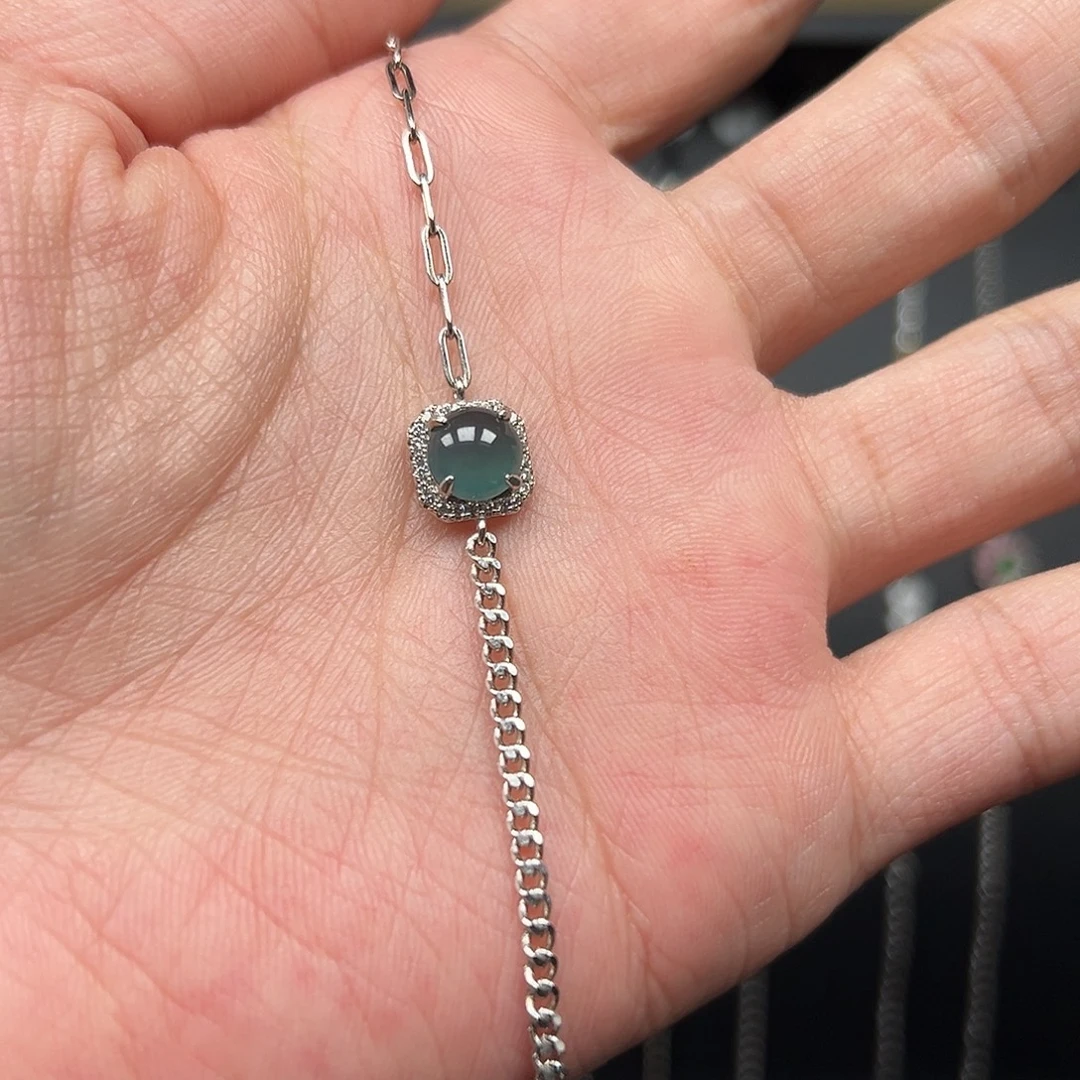 翡翠银S925镶嵌手链