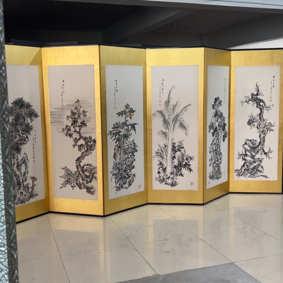 绘画屏风框画茶空间设计