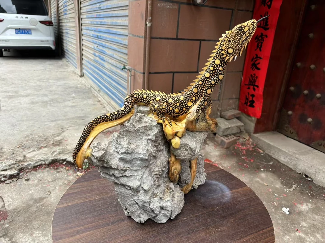 天然根包是蜥蜴摆件手工雕刻乔迁新居开业礼品新中式长38宽30高63