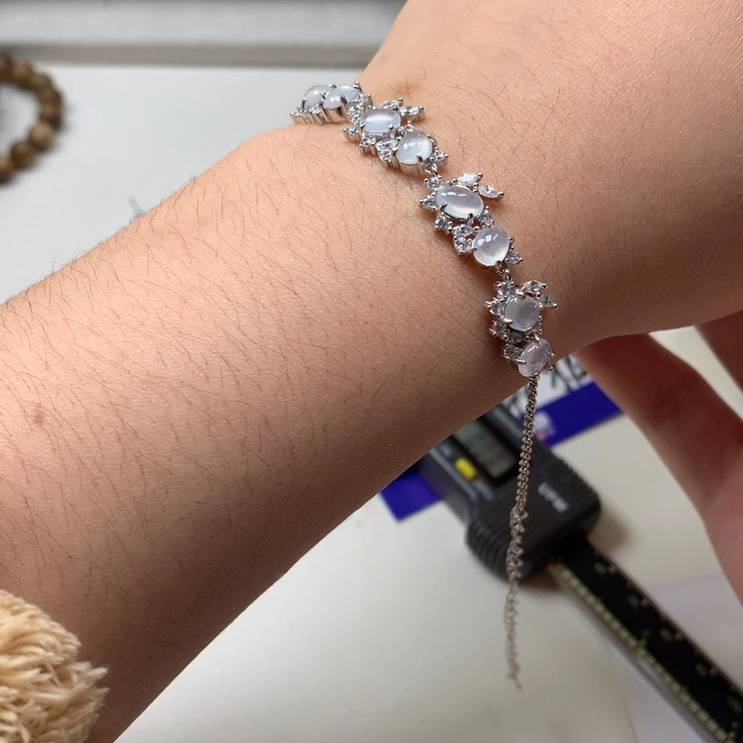 翡翠银S925镶嵌戒指手链