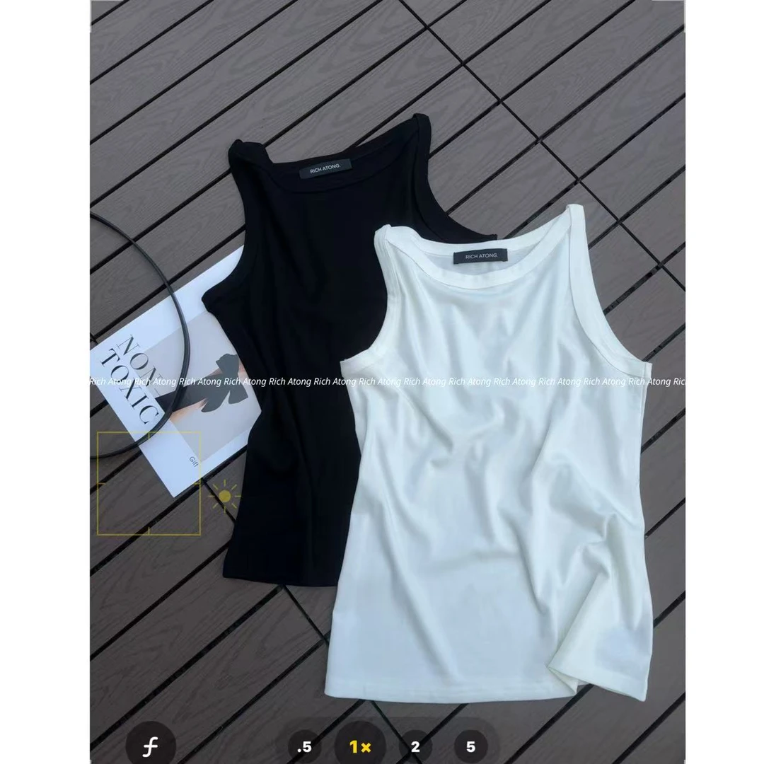 atong/阿彤-【百搭款】-2024秋装新品百搭鱼嘴领无袖背心