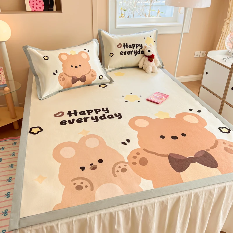 布薇兰冰丝凉席三件套夏天席子单人学生宿舍夏季冰丝席可水洗机洗