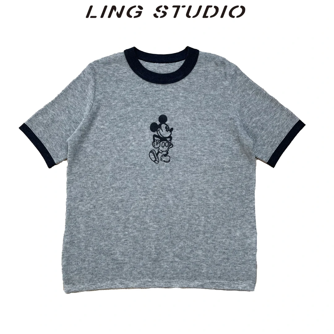 LING/STUDIO『米奇小乖』2025春季休闲卡通宽松短袖针织衫5030604