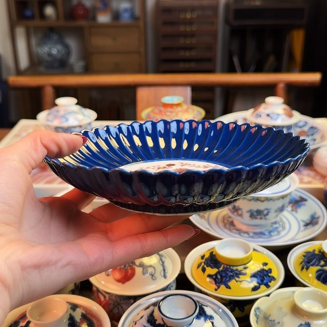 杯H*H重工霁蓝釉里红壶乘纯手绘