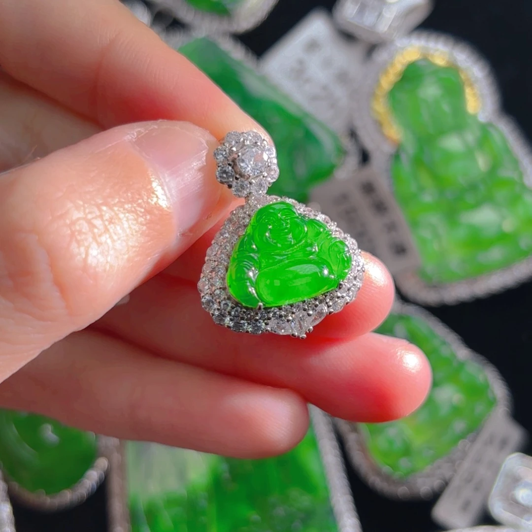 翡翠颈饰银S925镶嵌佛公