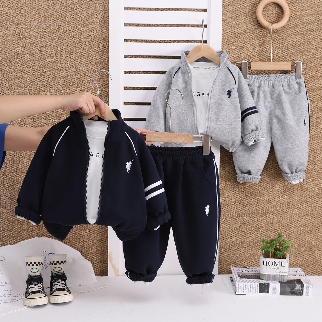 2025春秋三件套女男宝新款0-6岁长袖韩版宽松洋气