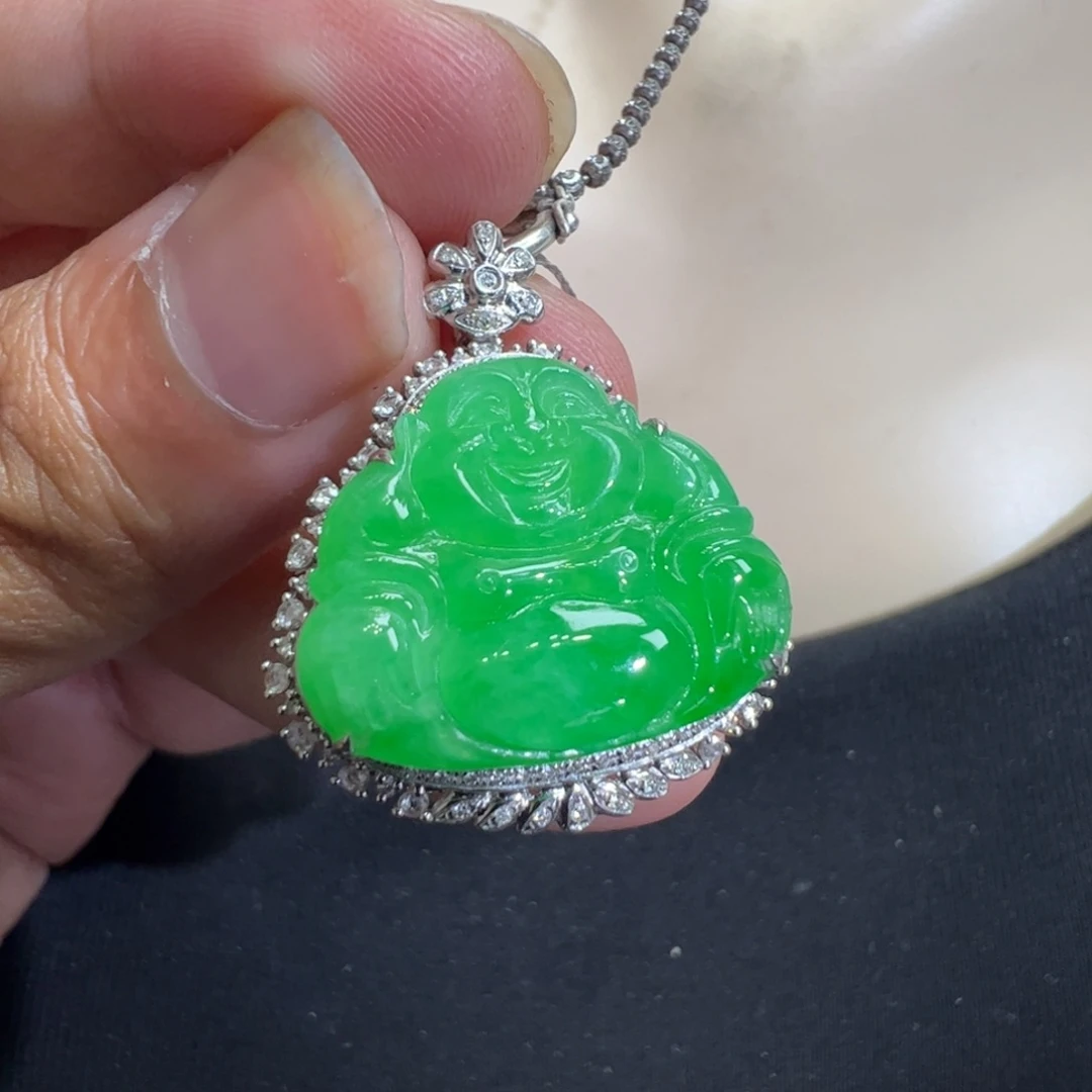 翡翠18K金镶嵌吊坠(不含链)