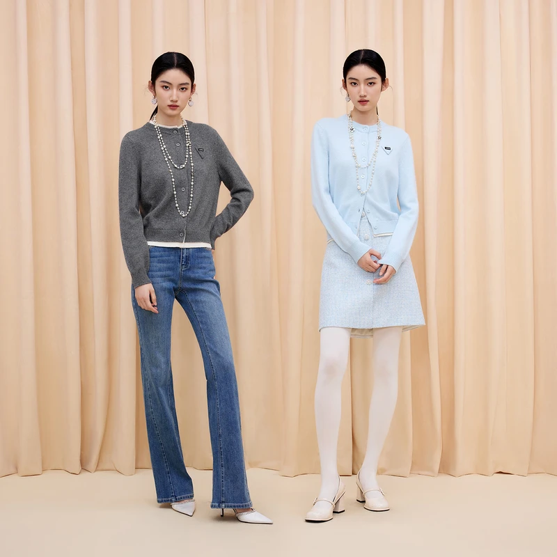 【千颂妮专享】LIME/莱茵千金风撞色保暖针织开衫LDGD9AKCD803