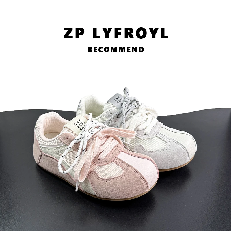 内增高德训鞋女2025年春季新款平底双鞋带透气百搭休闲阿甘运动鞋