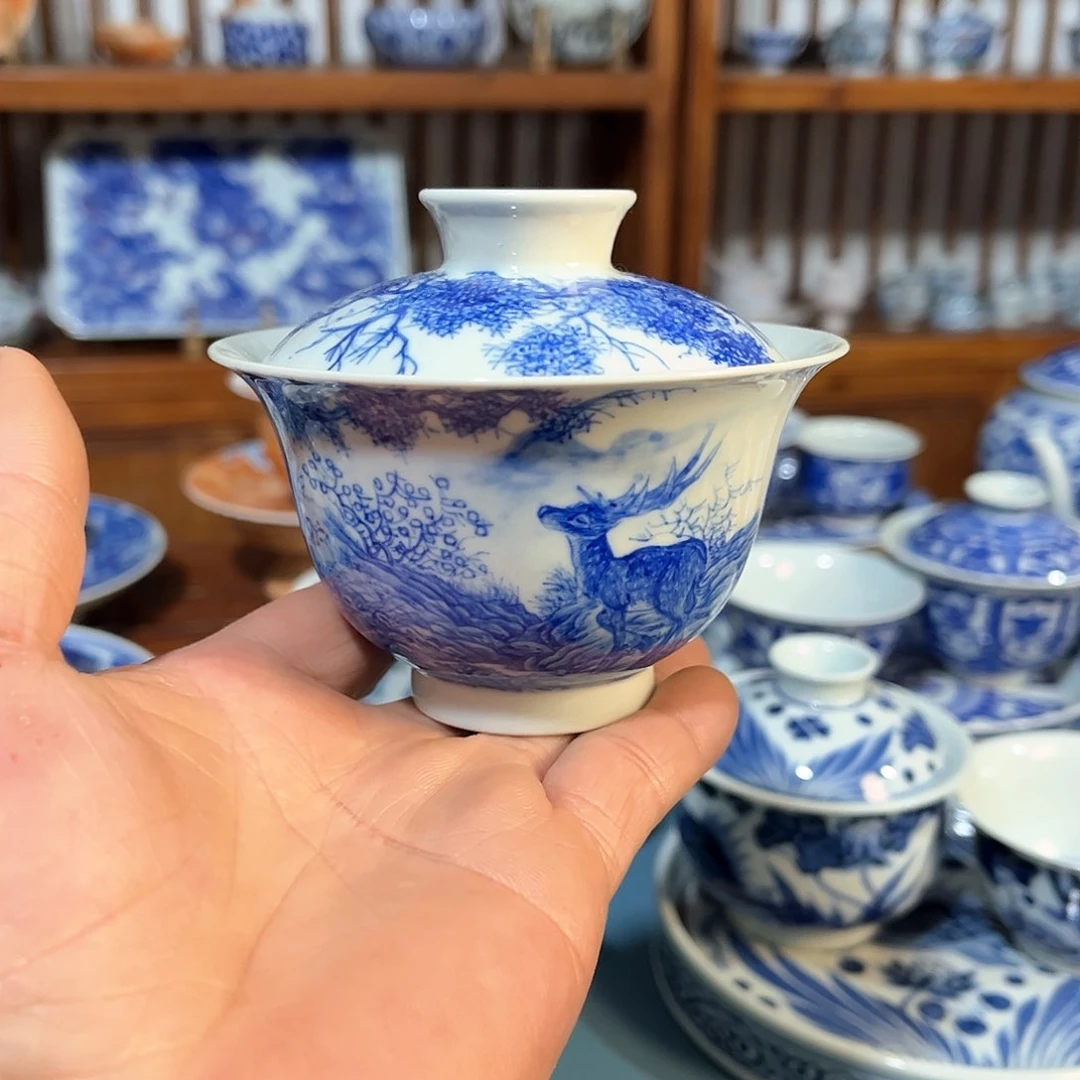 錡镇堂手工手绘盖碗